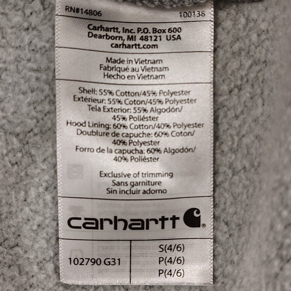 Carhartt Hoodie Sweatshirt Womens Size Small 4-6 Pullover Relaxed Fit Gray Green - Picture 9 of 15